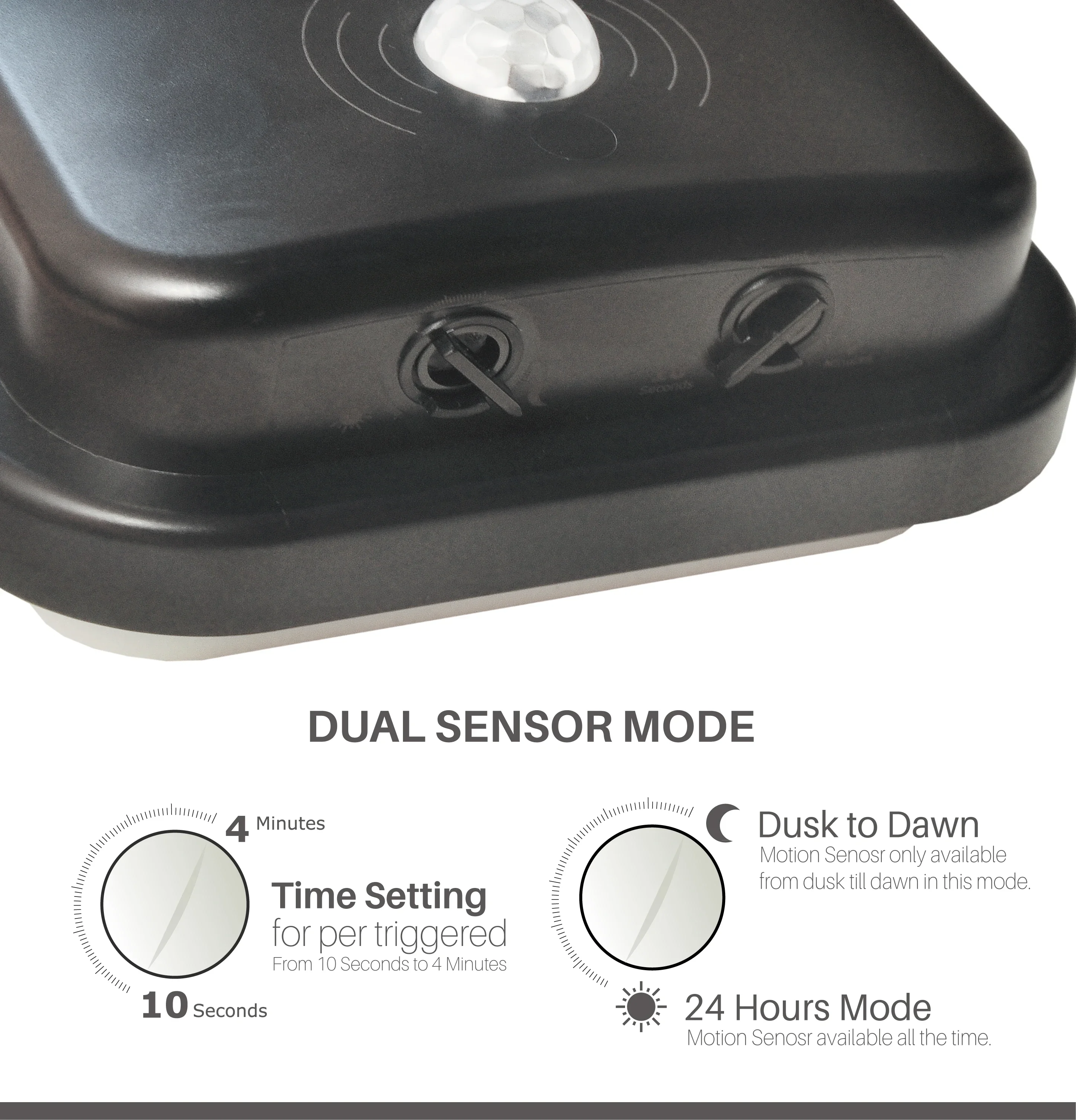 LED Bulkhead 20W with PIR Motion Sensor and Light Sensor, Dual Mode Switchable  Trigger Lighting Time Adjustable