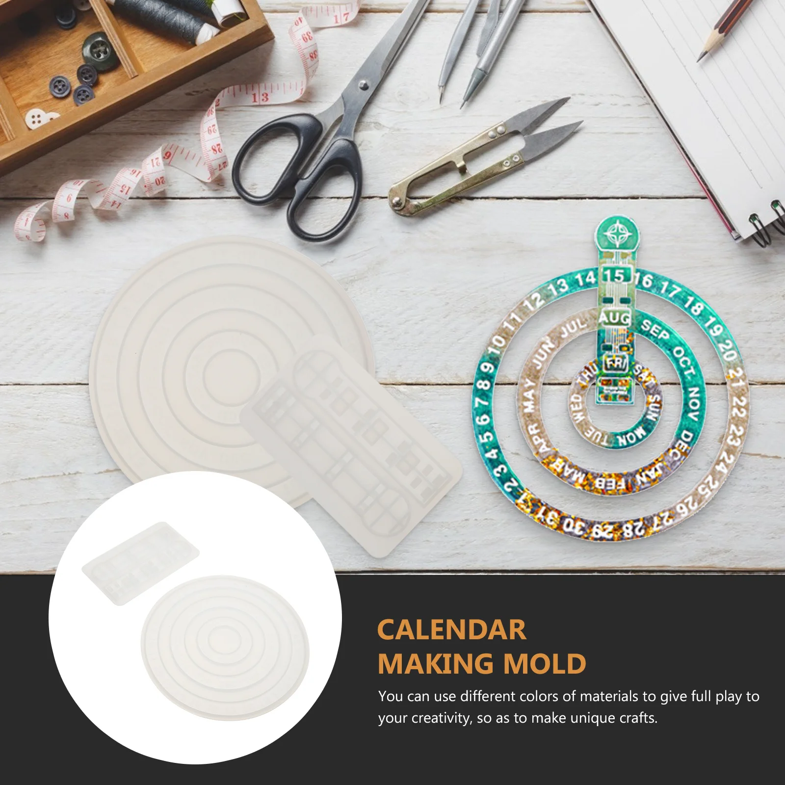 

1Set DIY Calendar Silicone Mold for Crafts Making Use with Glitter Pigments Easy Clean Flexible Material Wall Calendar Tool