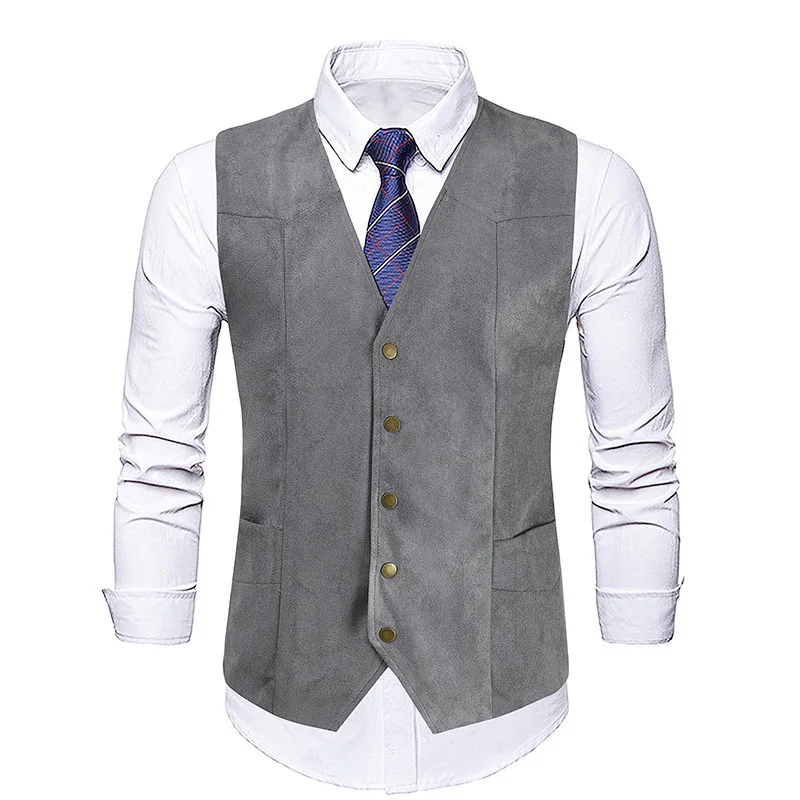 Men's Suit Vest V-neck Vest Slim-fitting Casual Formal Business , Retro New