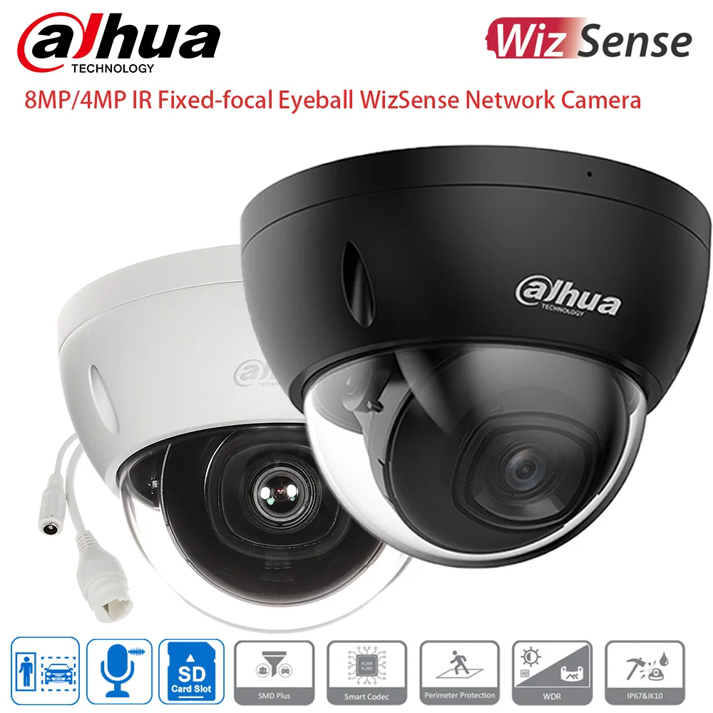 

Dahua brand Dome IR IP Camera 8MP 4MP WizSense Perimeter Protection SMD Plus IP67 IK10 Black White
