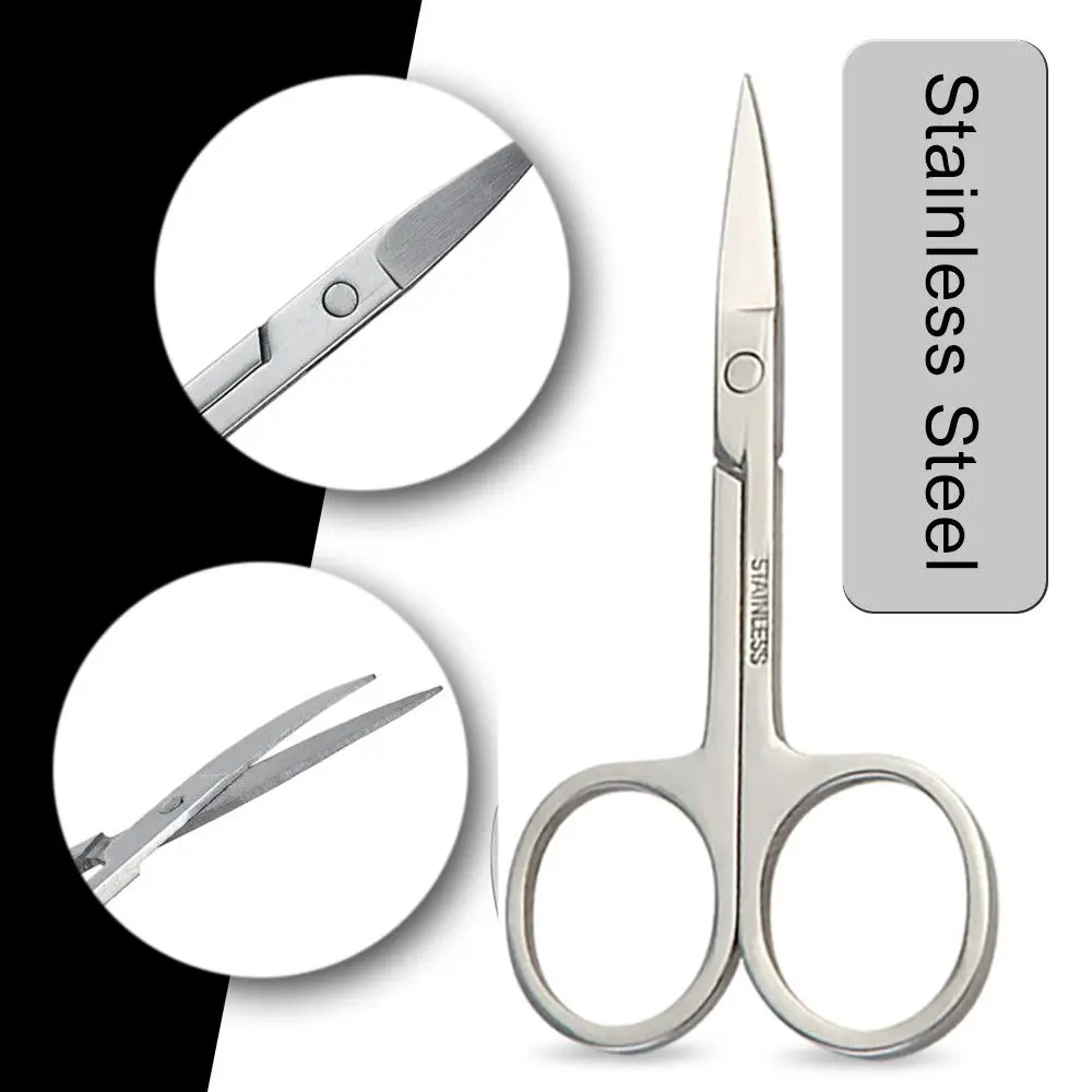 Silver Stainless Steel Beauty Tool Makeup Scissors Face Hair Removal Nose Trimmer Eyebrow Scissors