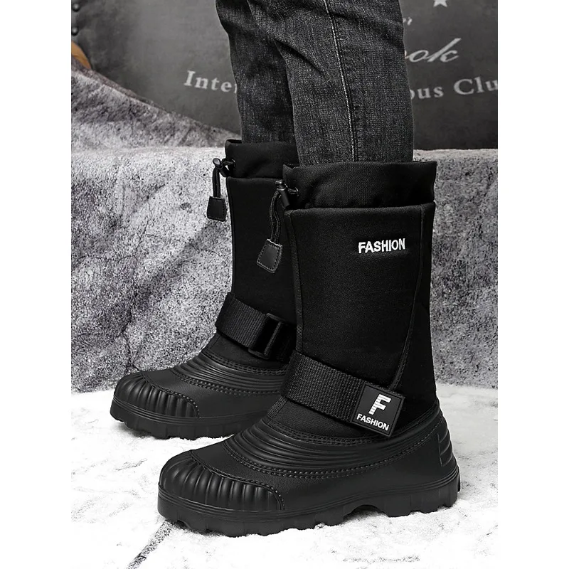 Men Snow Boots Winter High Boots for Man Outdoor Travel Mid-calf Boots Elastic Non-slip Plus Velvet Keep Warm Winter Shoes