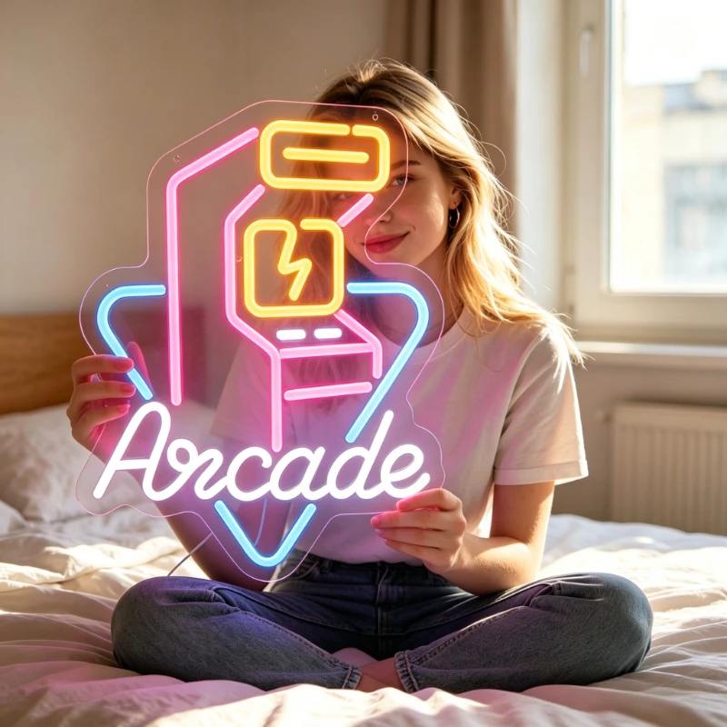 

Arcade Neon Sign for Wall Decor with Dimmable LED Neon Light Signs for Bedroom Game Room Bar Man Cave Arcade Club Party Decor