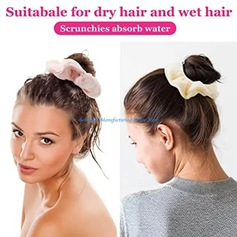 

E56A Ponytail Holder Microfiber Hair Tie Hair Hair Drying Scrunchies