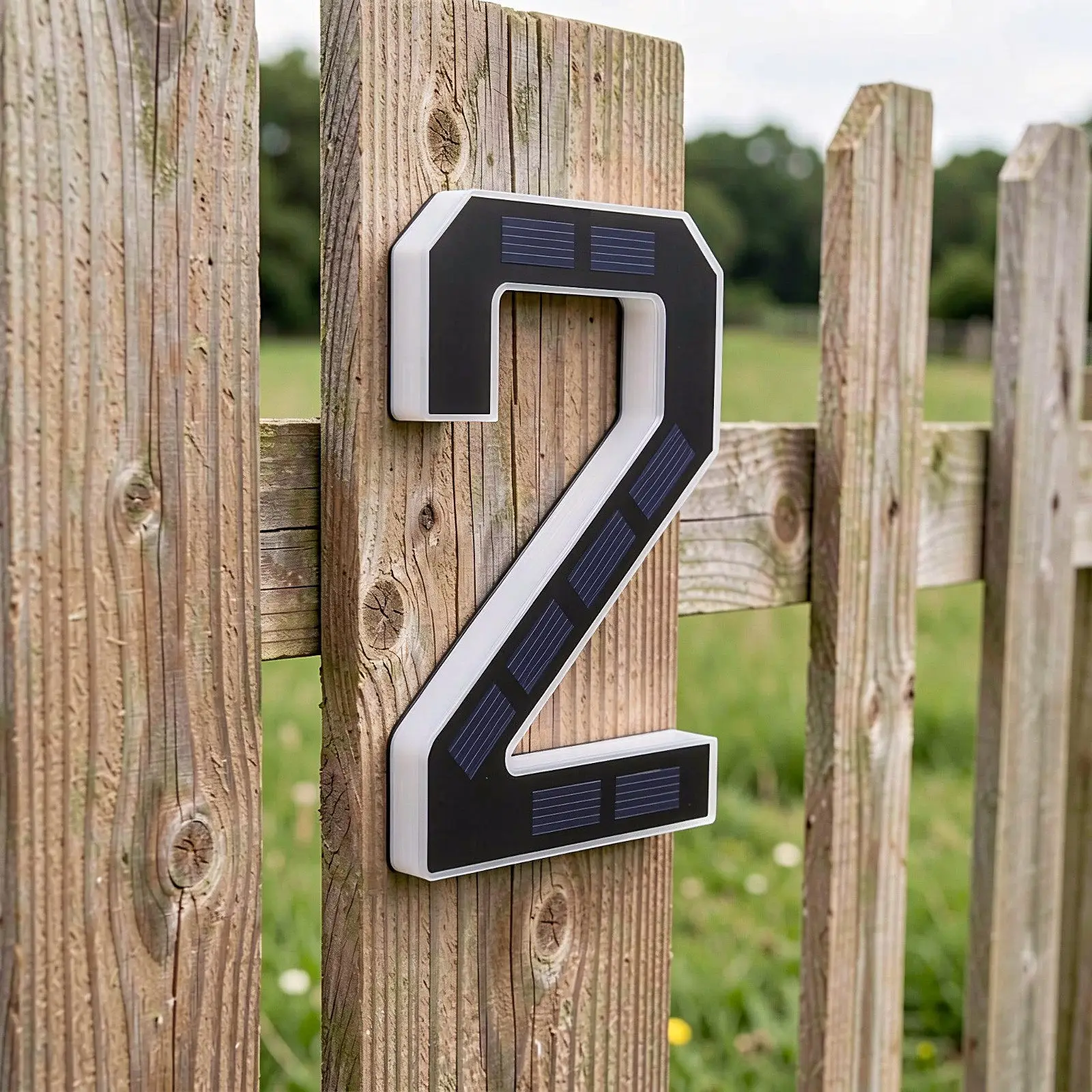 Exterior Wall Solar Number Sign Black Numbers for outside Weather Address Easy Mounting Front Entrance Light Abs Powered