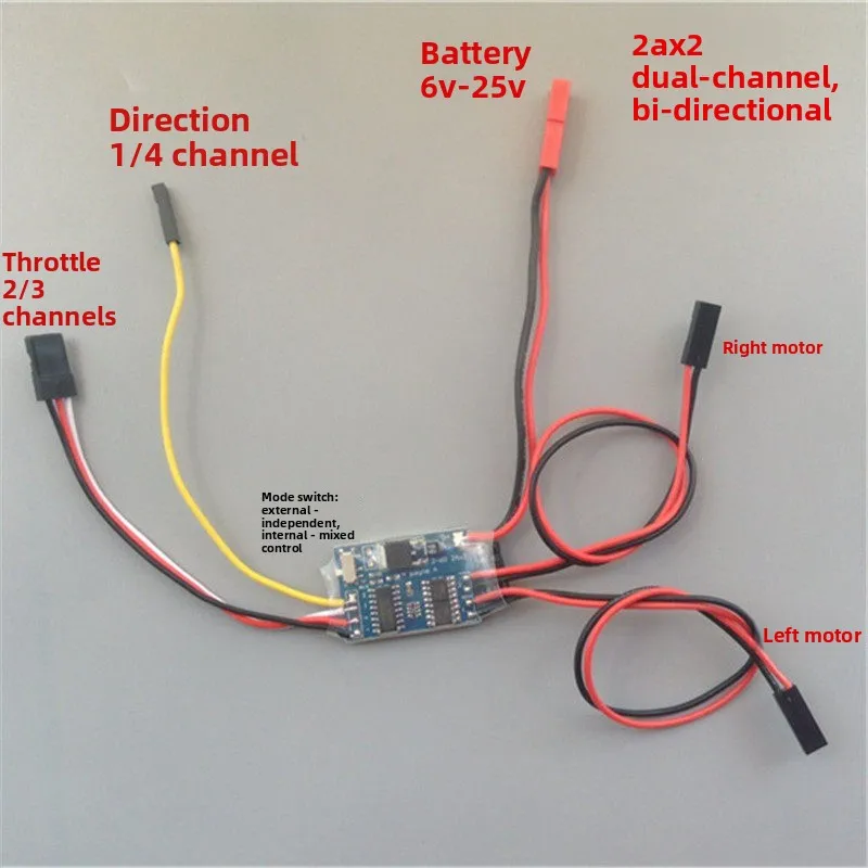 2S-6S 2Ax2 dual-way brushed ESC 24V gear motor 370 520 crawler car