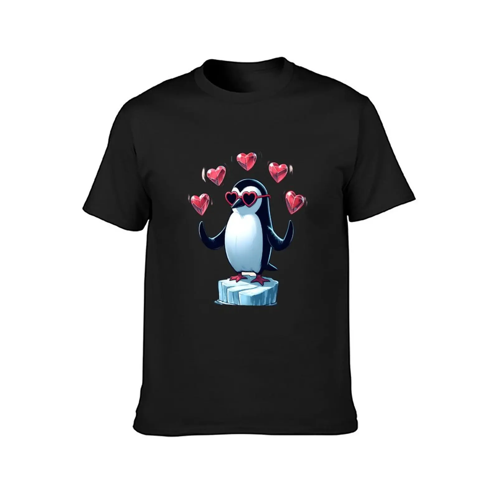 Penguin's Whimsical Balancing Act T-Shirt vintage clothes korean fashion shirts graphic tees mens clothing