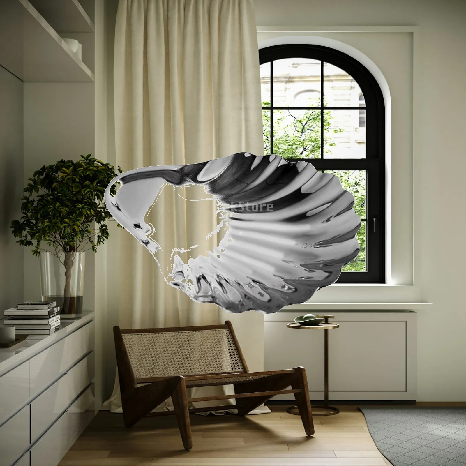 Shell Dish with Hanging Loop Decorative Stainless Steel Tray Sculpted for Vanity