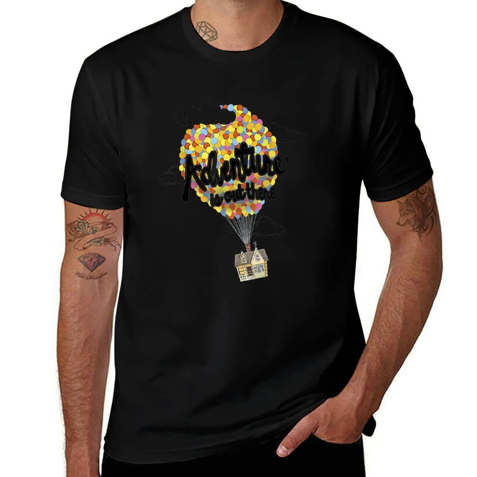 

Up Balloon Adventure House Cartoon T-Shirt Regular Fit Plain Tee Shirt