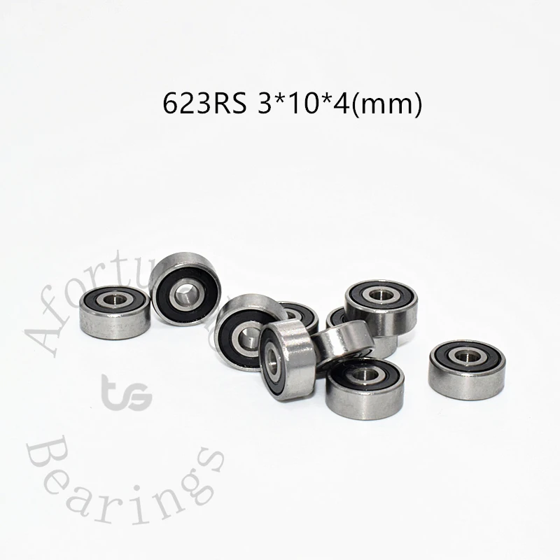 

623RS 3*10*4(mm) 10pieces bearing rubber sealed free shipping ABEC-5 chrome steel miniature bearings hardware Transmission Parts