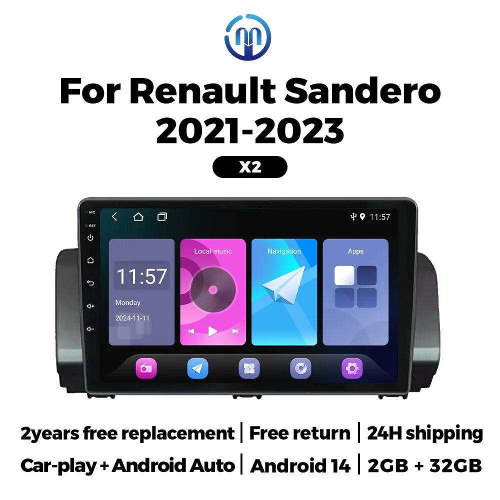 

NaviFly Android 14 Wireless CarPlay Auto Multimedia Video Player For Renault Sandero 2021-2023 Car Radio GPS BT 2din Head Unit