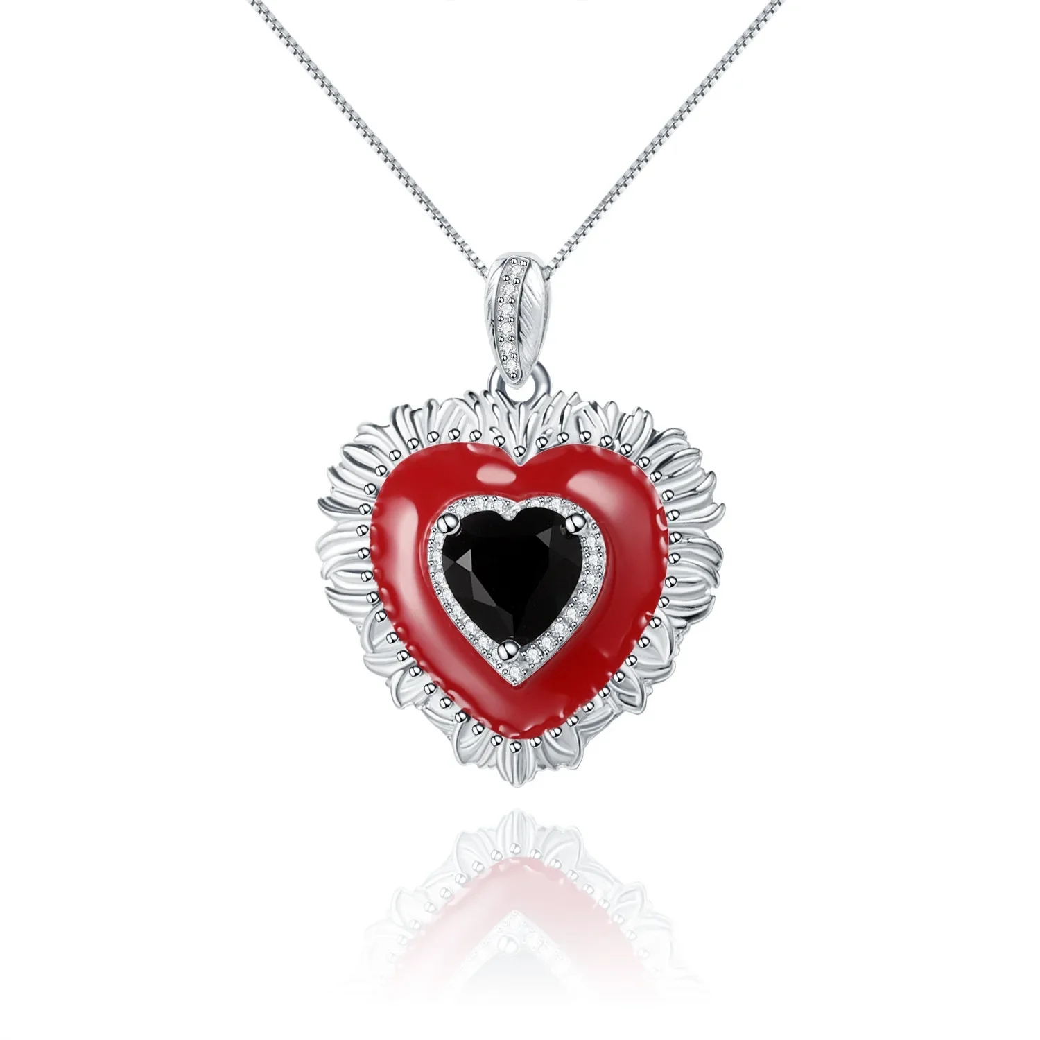 MUSHAN Bespoke Jewelry 925 Sterling Silver Necklace Lab Red Sapphire Cushion Engagement Necklace for Women 18K Gold Plated