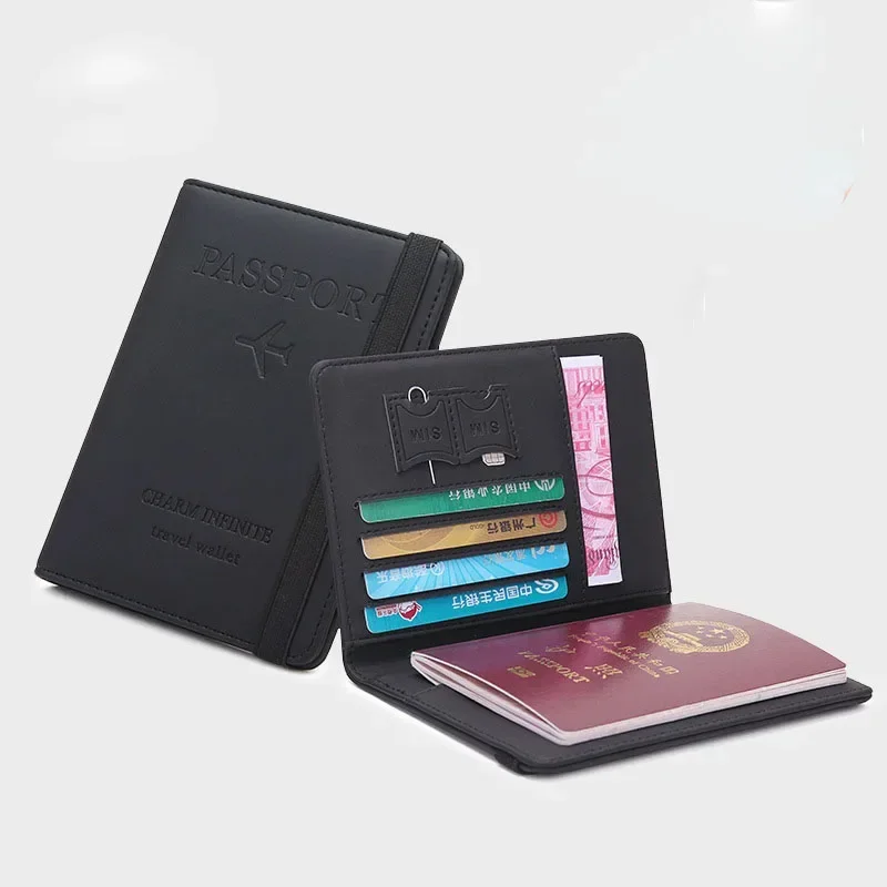 Women Men Travel Passport Holder Cover Case PU Leather Credit ID Card Holder Case Ticket Protective Wallet Bags