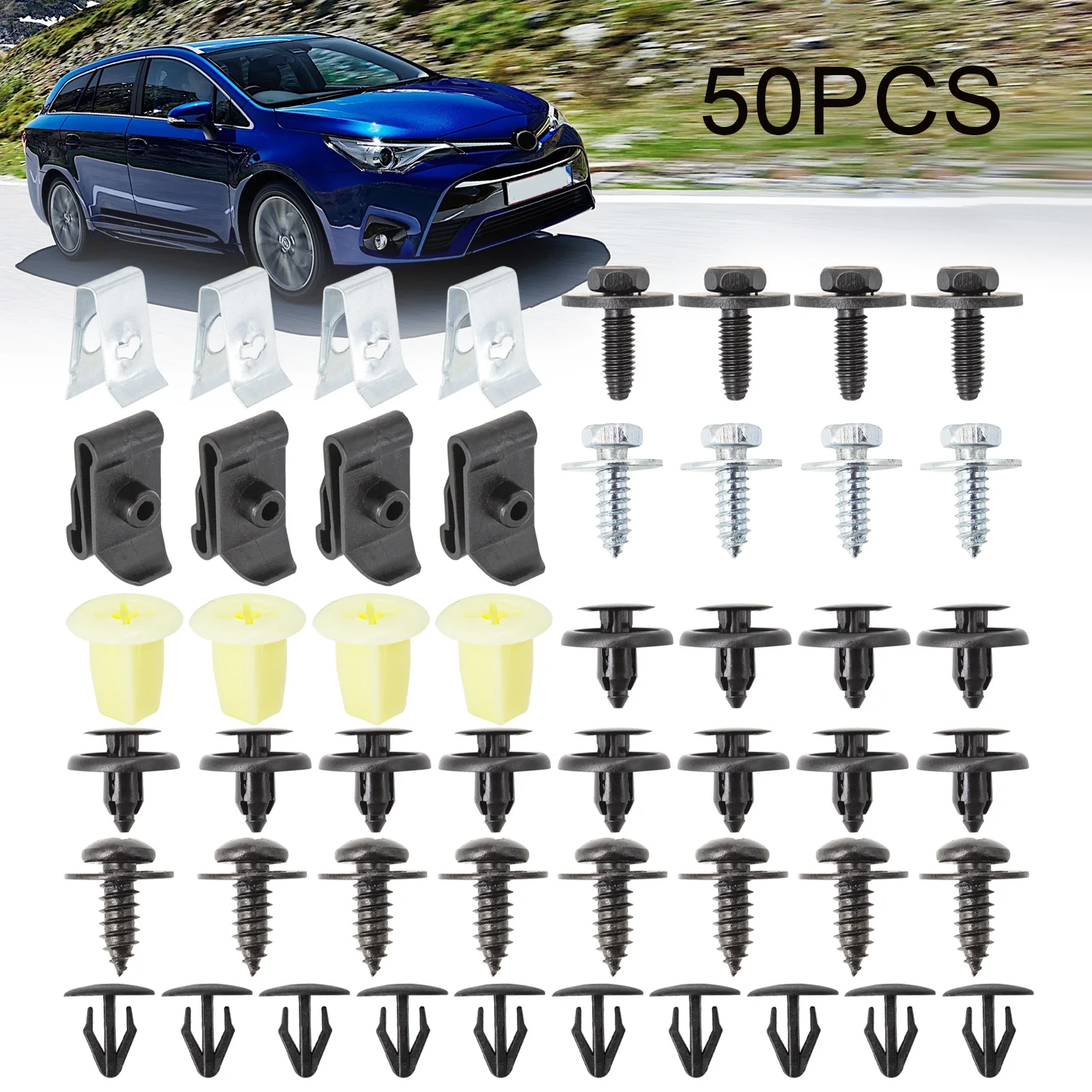 50pcs For Lexus Car Engine Under Body Cover Clips Bumper Fender Trim Mudguard Splash Shield Screws Rivet Auto Fitting Kit