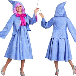 Combhasaki Women's Fairy God Mother Costume Deluxe Hooded Cape Party Dress Set Halloween Cosplay Party Outfits