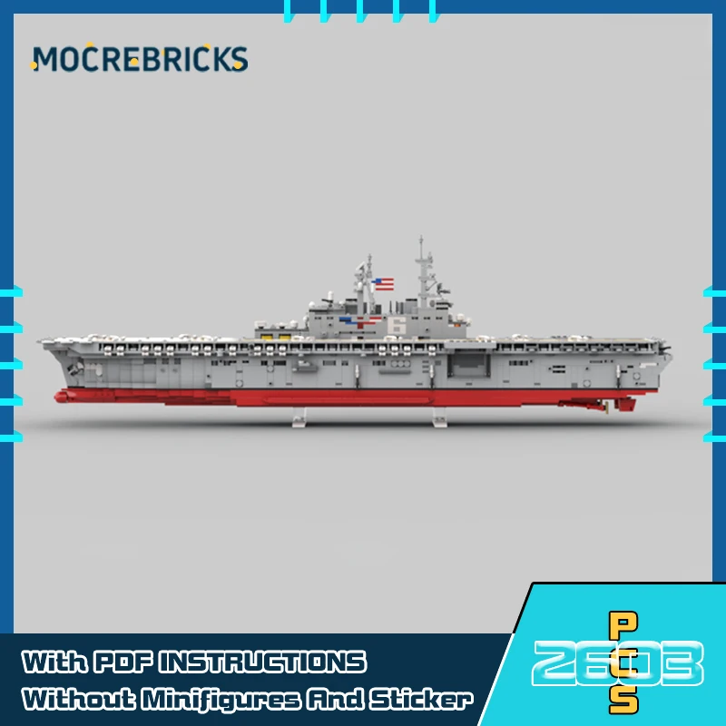 

MOC-231557 Военный корабль USS Америка LHA-6, строительные блоки, военный корабль Второй мировой войны, модель «сделай сам», кирпичи, детские игрушки, рождественские подарки