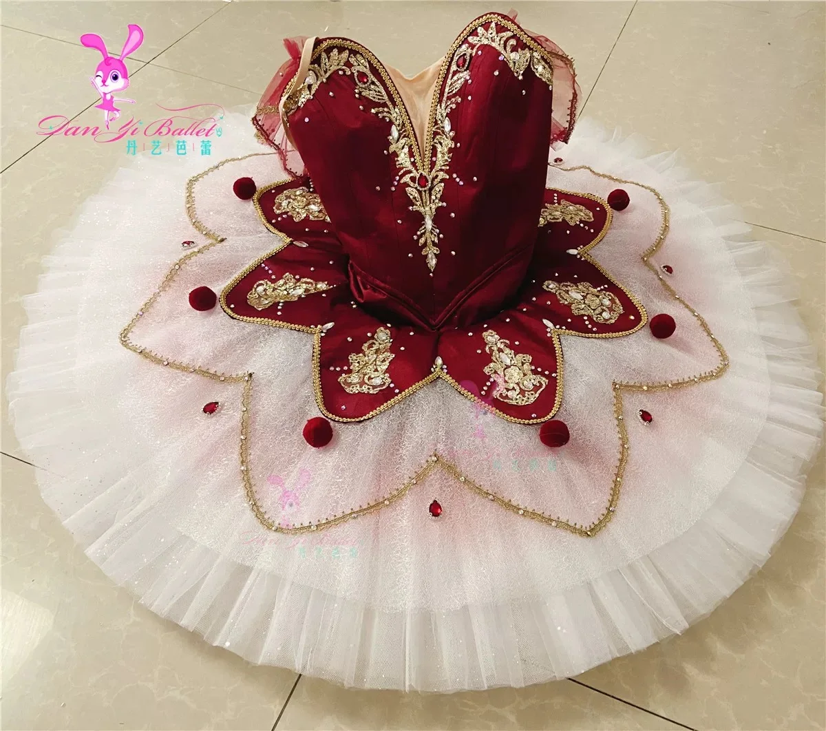 Danyi wine red split type Pachita plate skirt tutu skirt adult children's performance costume performance competition clothes cu