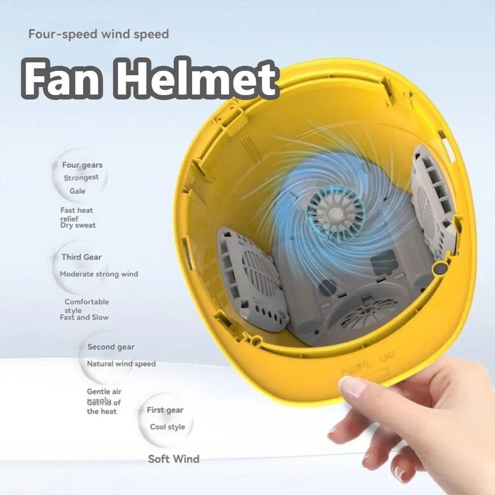 

4 Gears Rechargeable Fan Helmet Waterproof Adjustable Site Protective Cap Cool Power Bank Construction Work Helmet Summer