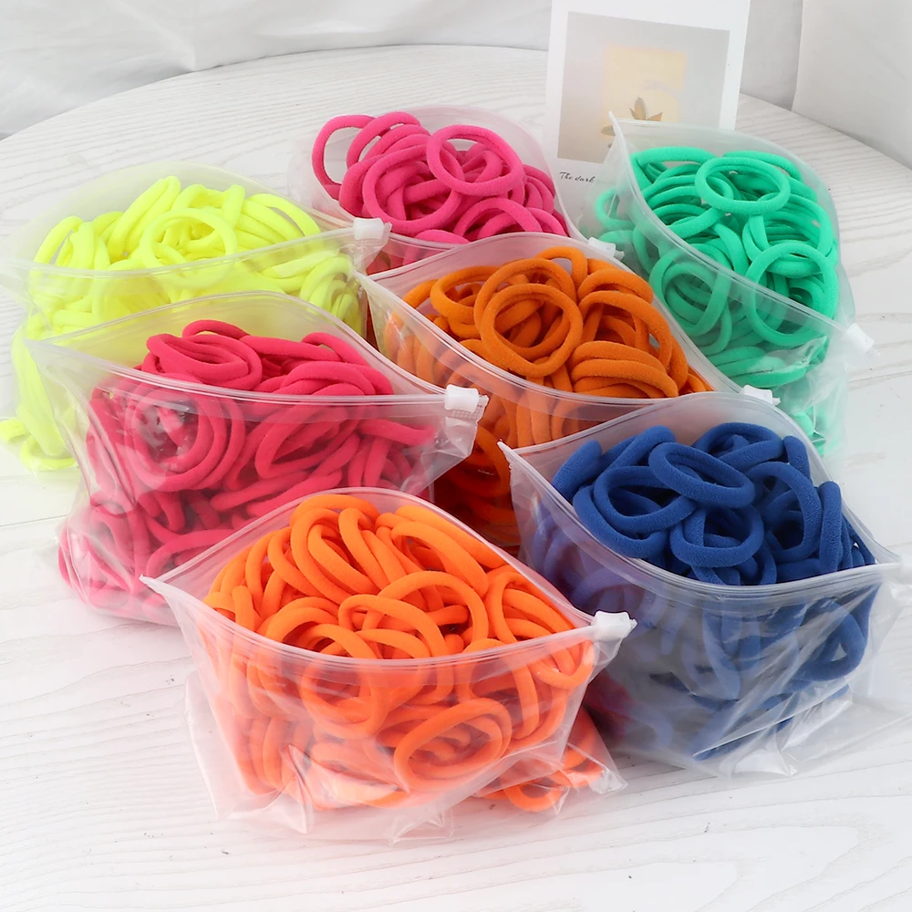 10-200Pcs/Lot Women Hair Bands Large/Middle/Small Size Candy Colors Rubber Band Girls Simple Ponytail Hair Ties Hair Accessories