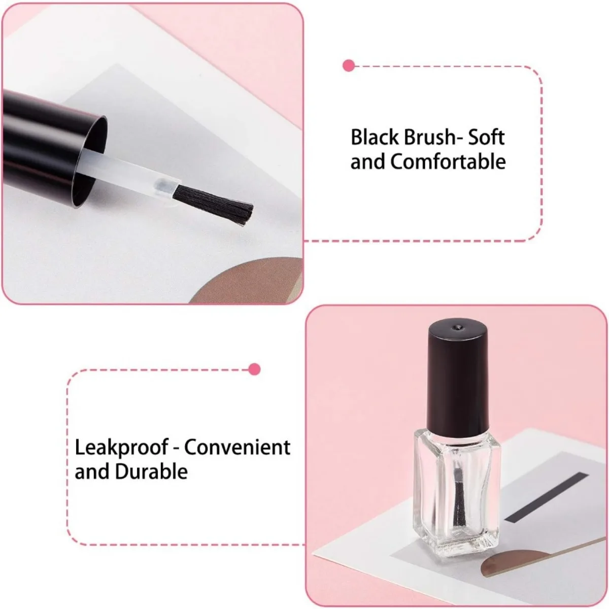 20 Stück 5ml Leere Nagellackflaschen mit Rundpinsel, Kleine Klare Glas-Kosmetikbehälter, Nachfüllbare Nagellack-Flaschen – Detail 7