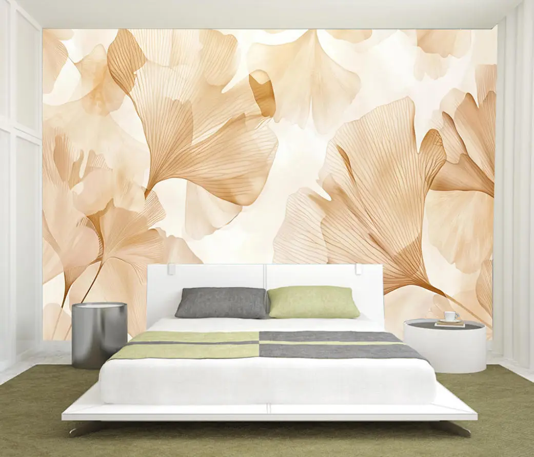 

Custom wallpaper mural modern yellow Blue gingko marble TV background wall wallpapers home decor 3d painting wall stickers