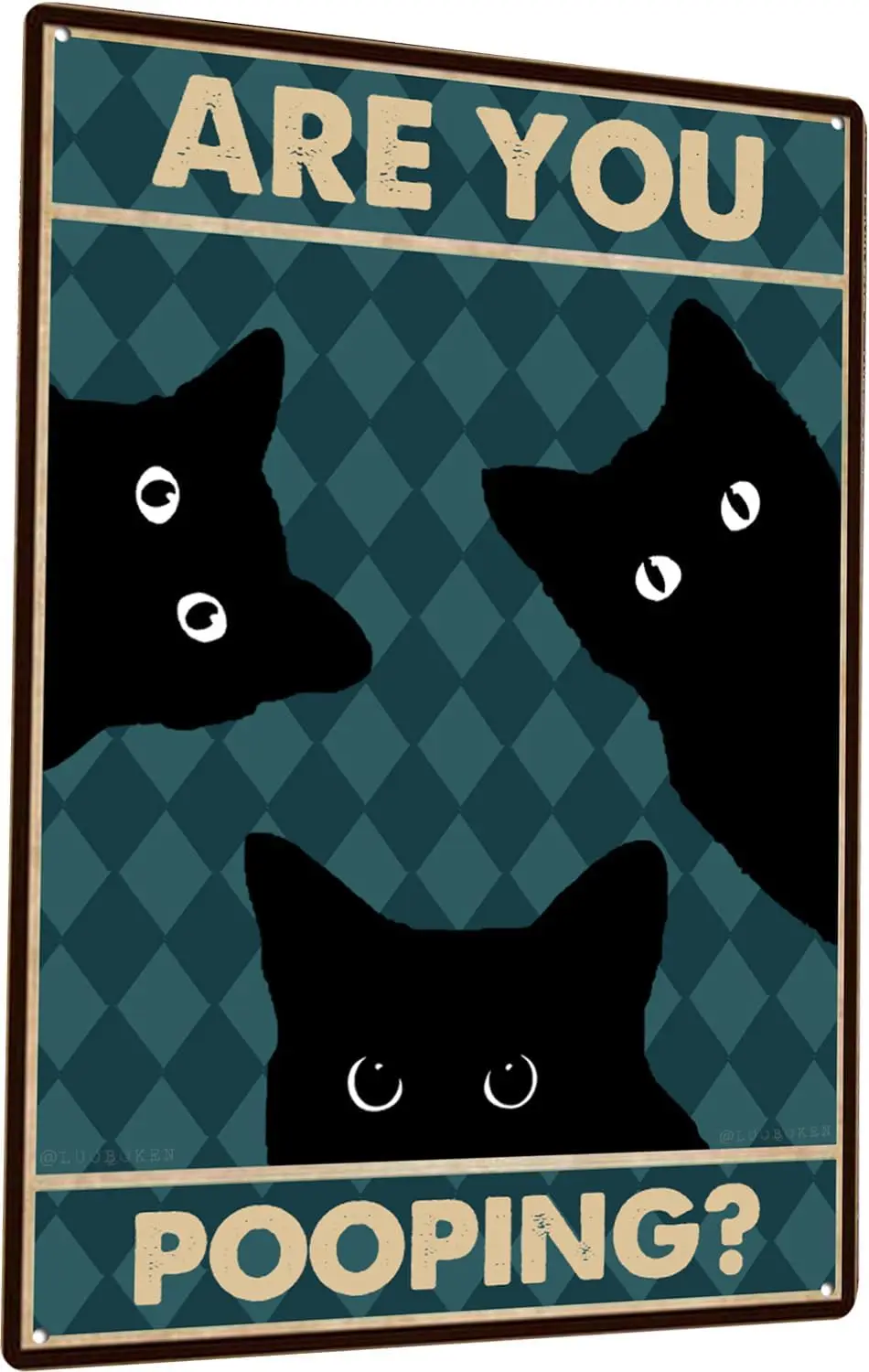 Tin Metal Signs Vintage Black Cat are You Pooping Bathroom Restroom Wall Toilet Decor, Funny Kitty Cat, Cats Lover Gift, F