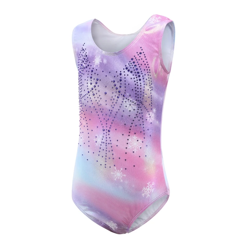 Girls Gymnastics Leotards Bronzing Sleeveless Dancewear Athletic Ballet Dance Bodysuit For Kids 5-14 Years