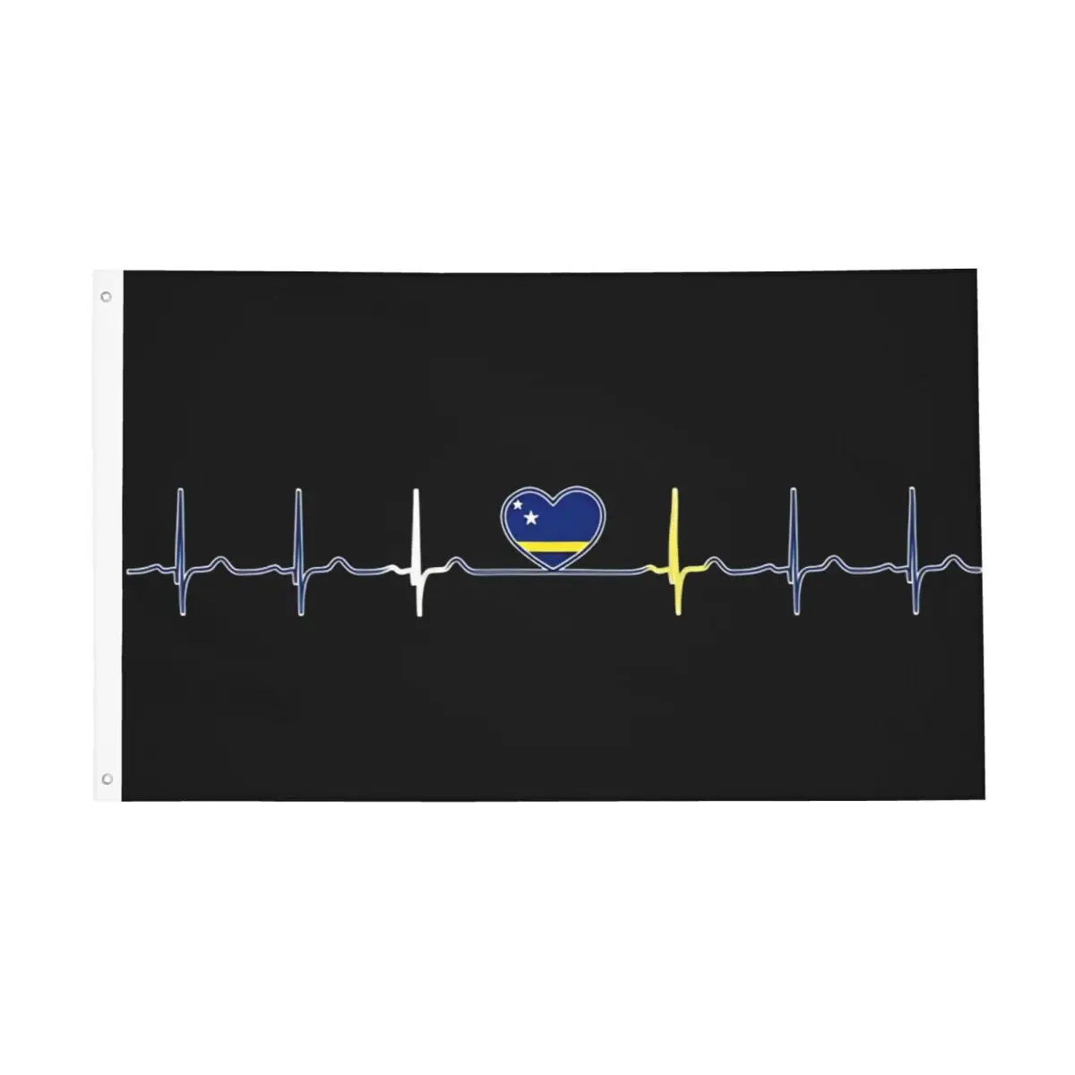 Curacao Soccer Heartbeat Flag Indoor Outdoor Banner All Weather Decoration Double Sided 2x3 3x5 4x6 FT Flags