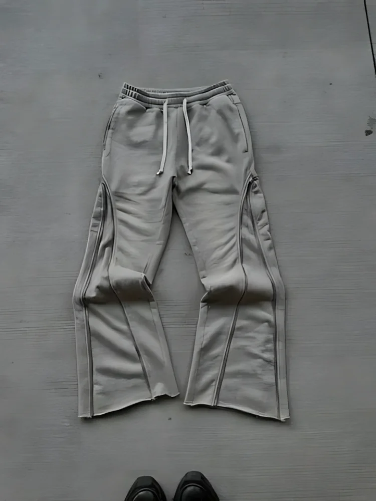 Amerykańskie retro, styl high street, pikantny styl dziewczęcy, spodnie z zamkiem błyskawicznym, codzienne, wiosenno-jesienne, uniwersalne i modne spodnie dla par.