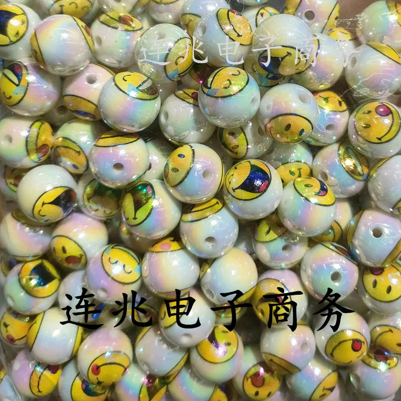 5pcs face cartoon anime acrylic beads white background printed beads for diy jewelry making bracelets materials