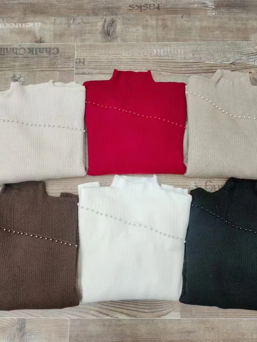 الخريف الشتاء الصوف سترة سميكة المرأة البلوز الدافئة المتكاملة الصوف شبه الياقة المدورة بلون محبوك قاع قميص