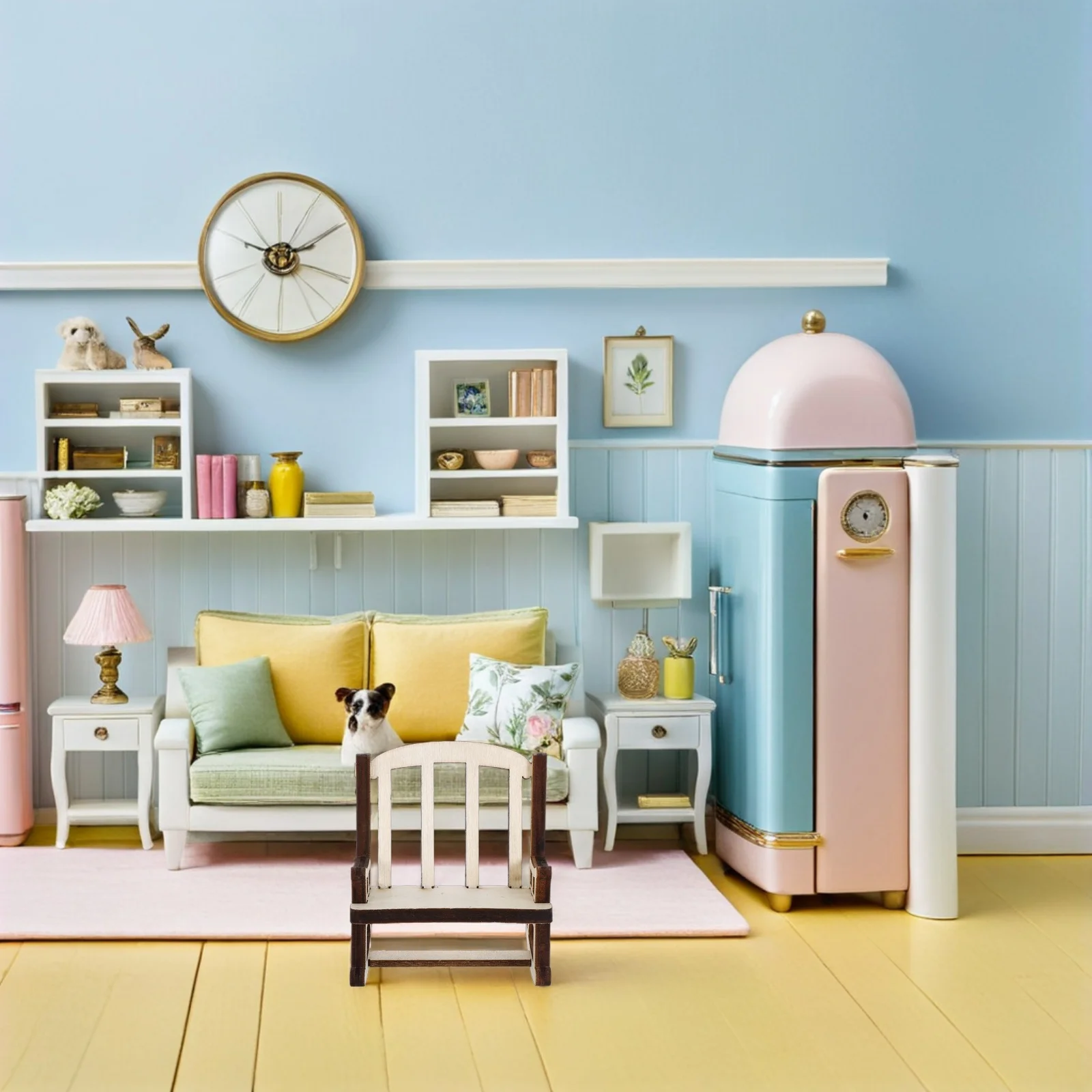 6 Stück Miniatur-Schaukelstühle aus Holz, unbemalt, Maßstab 1:12, Mini-Hausmöbel, Dekoration, Puppenhaus-Zubehör, Vintage-Stil