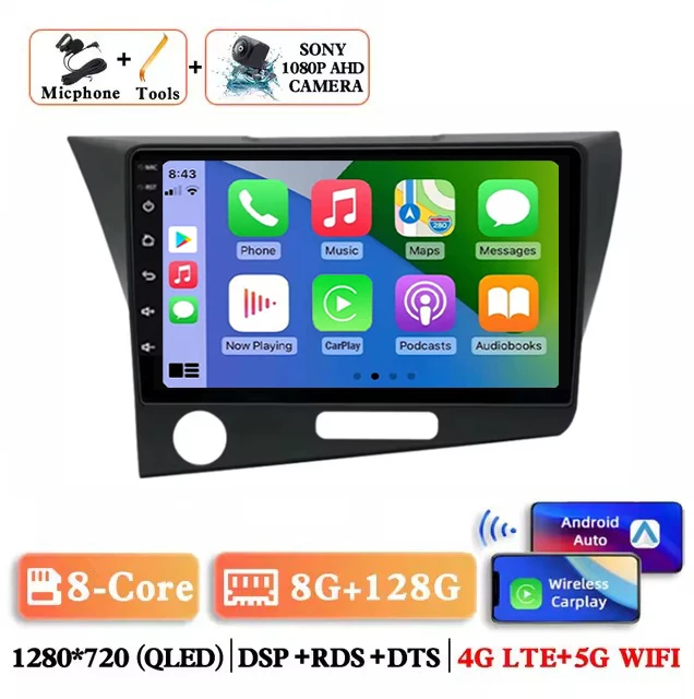 Android 16 autoradio voor Honda CRZ lhd 2010 - 2016, BT stereo, geen 2din video, draadloze Carplay, Auto ADAS, multimedia, 4G speler, DSP