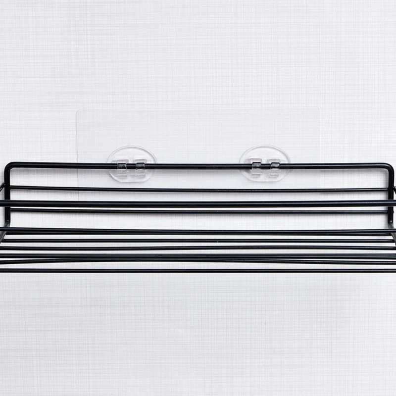 Wall Adhesive Hooks Transparent Wire Shelf Rack Hook Wall Mount Free Punch Kitchen Bathroom Non Trace Stickers Holder