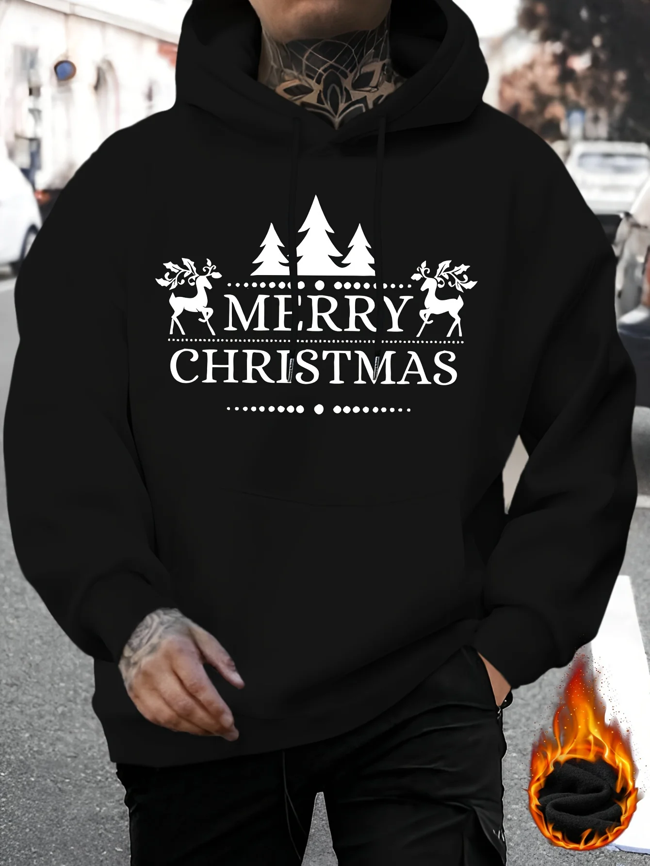 Frohe Weihnachten Rosa Baum Druck Frauen Hoody Alle-Spiel Herbst Hoodies Beiläufige Lose Pullover Harajuku Tasche Streetwear
