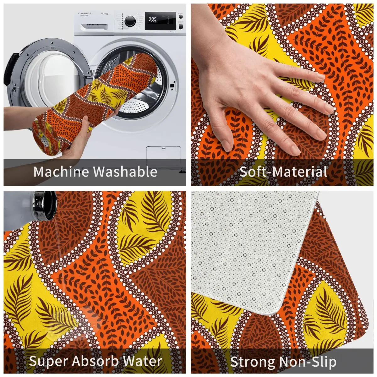 Fashion African Wax Pattern Bathroom Rug 60x40 Extra Soft Doormat Dutch Wax Bath Mat Dry Quickly for Bathroom Tub