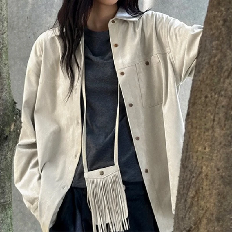 

Shirt Women's Fall 2025 New Korean Version Loose and Versatile Long-sleeved Single-breasted Lapel Shirt