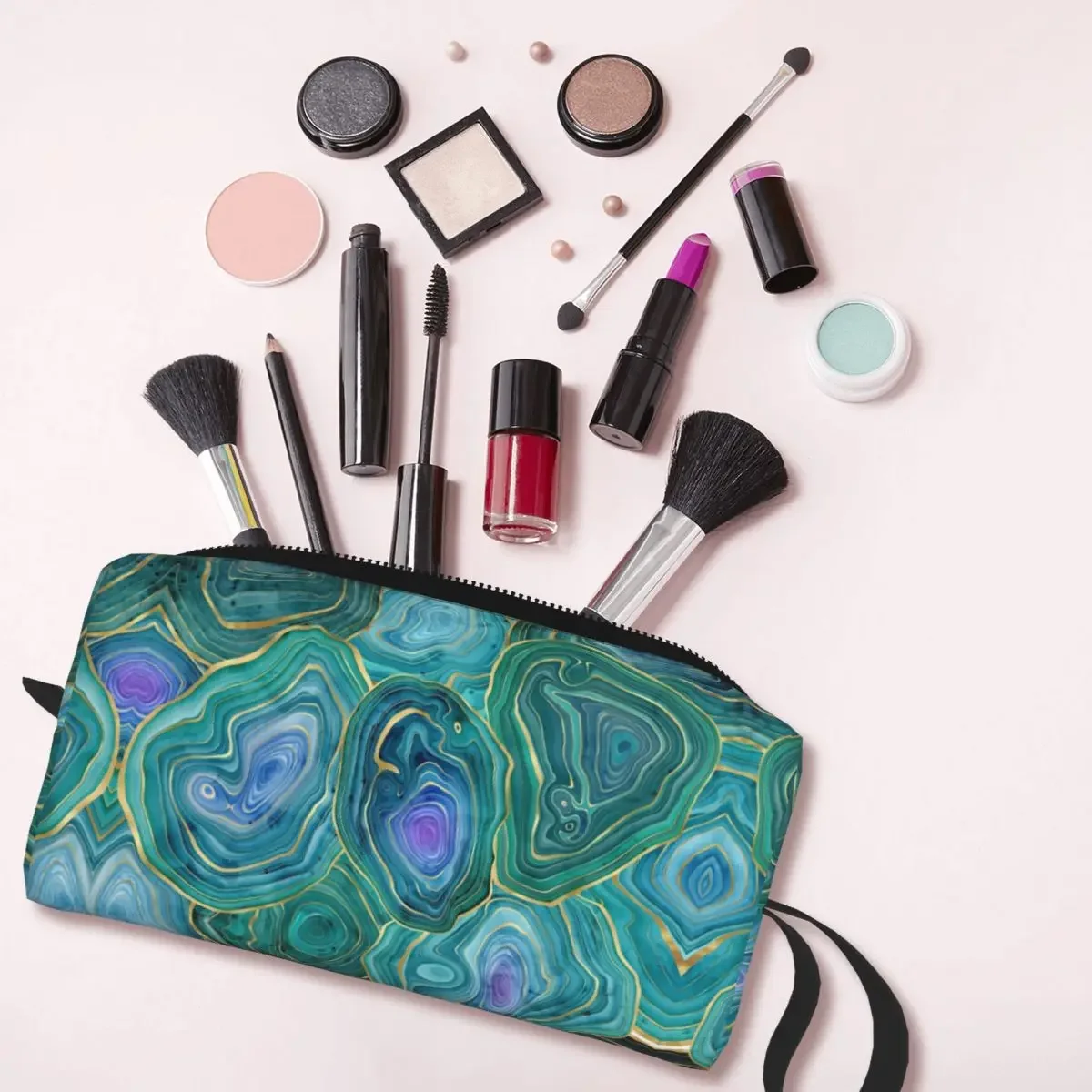 Trousse de toilette en agate Industries celle d'interconnexion de voyage, trousse de maquillage cosmétique mignonne, trousse de rangement Dopp, trousse de beauté pour femmes