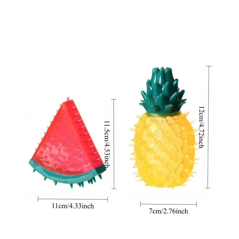 Summer Pet Cooling Chew Toy Squeaky Fruit Watermelon Pineapple Lemon Teething Relief Toy for Dogs Cats Pet Supplies