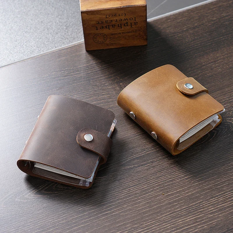 Leather A9 Size Ring Planner with 3 Hole Binder Mini Notebook Retro Portable Notepad Diary  Loose-leaf Planner Memo Pad