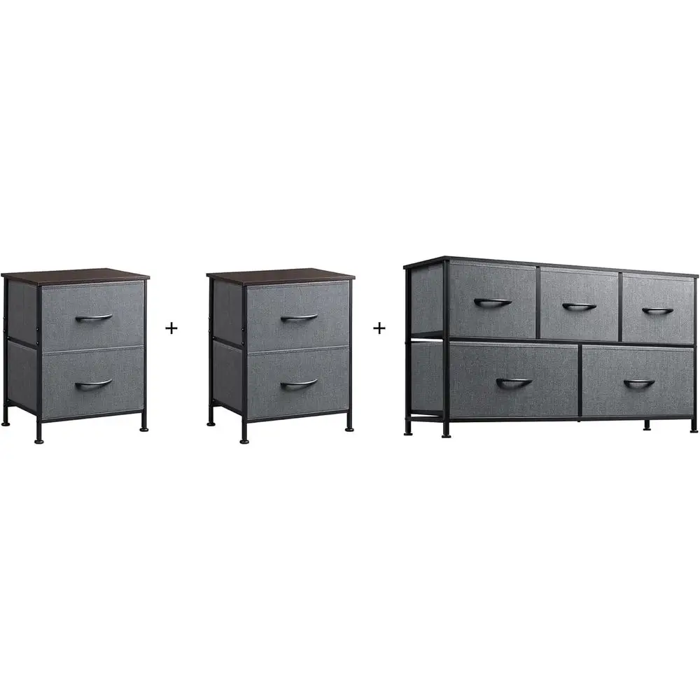 

2-Der Nightstand with 2 and 5-Der Drer Set, abric Storage Tower or Bedroom, Hallway, Nursery, Closets, Tall Chest Organizer Unit