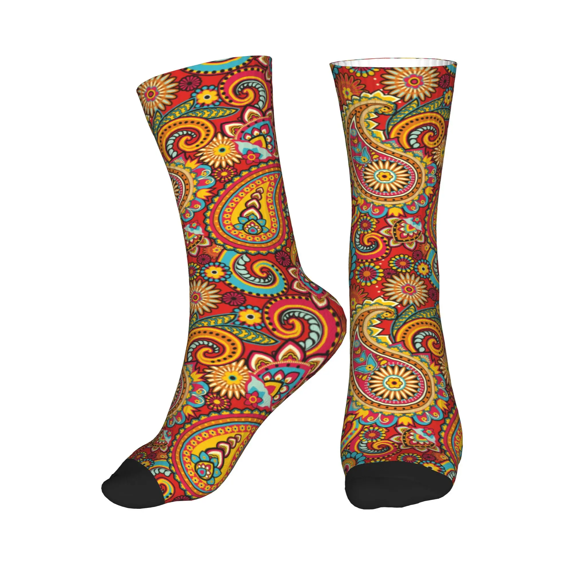 

Ethnic Bohemia Style Paisley Bandana Mens Crew Socks Unisex Cute 3D Print Dress Socks