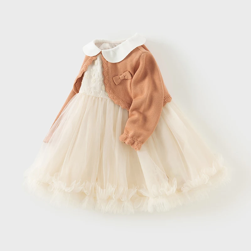 ديف بيلا الخريف الشتاء فستان الأميرة الفتيات طويلة الأكمام حفلة الدانتيل فستان شبكي الأطفال عيد الميلاد عيد ميلاد الملابس DB3241294 #4