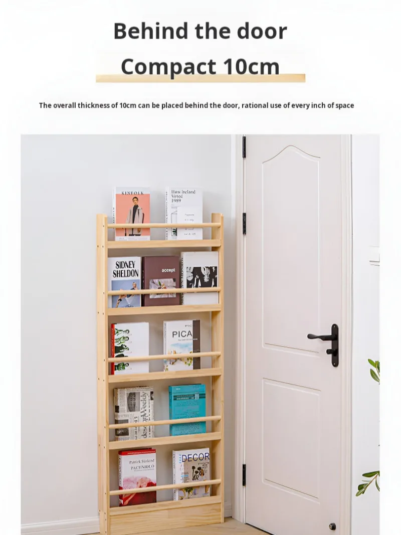 Behind the Door Solid Wooden Clipin Magazine Rack Picture Book Holder Book Rack Newspaper Rack