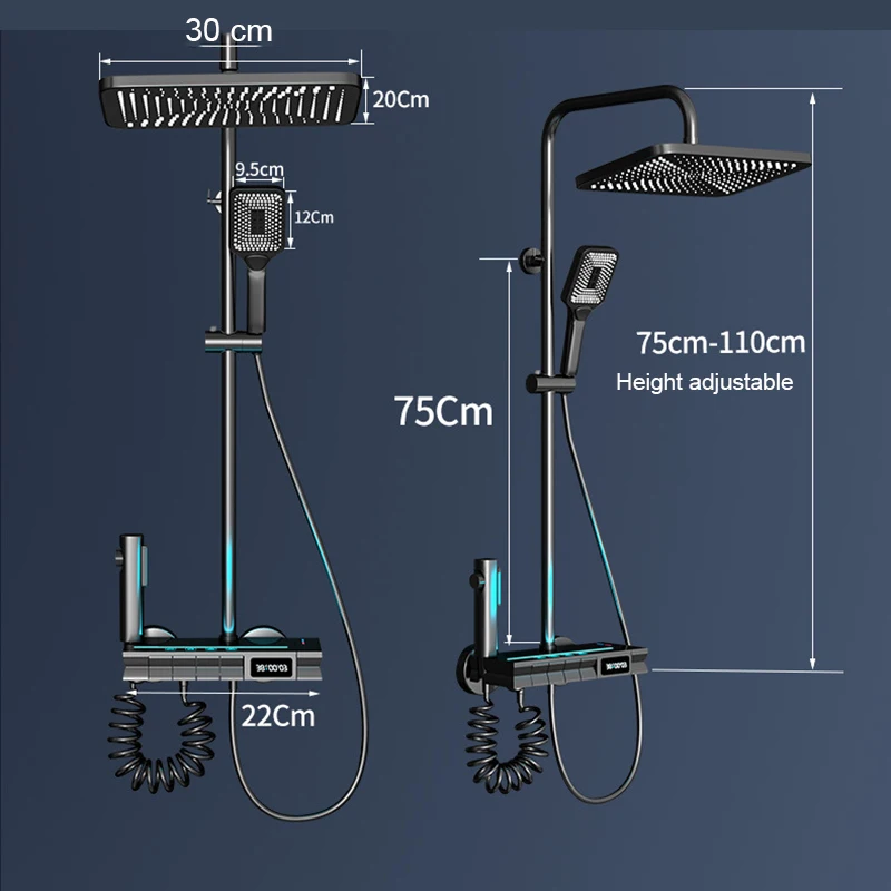 Imagem -05 - Led Banho e Chuveiro Torneira Conjunto Exibição de Temperatura Banheira Multifuncional Torneira Fluxo de Água Produz Eletricidade