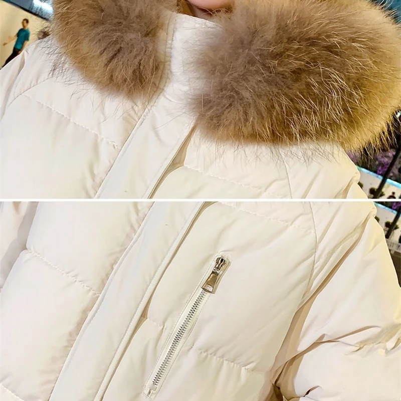 2024 New Women Puffer Loose Warm Winter Cotton Jackets Korean Fashion Snow Wear Padded Overcoat Faux Fur Collar Long Hooded Park