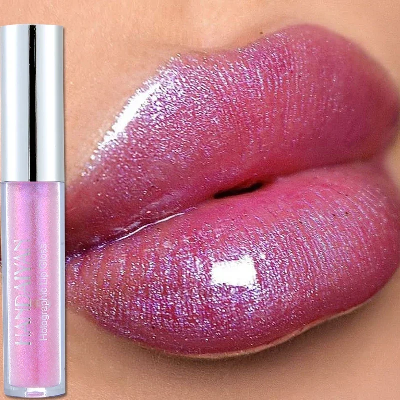 Holographic Laser Lip Gloss Waterproof Lasting Moisturizing Crystal Glow Glitter Mermaid Nude Polarized Liquid Lipstick Makeup