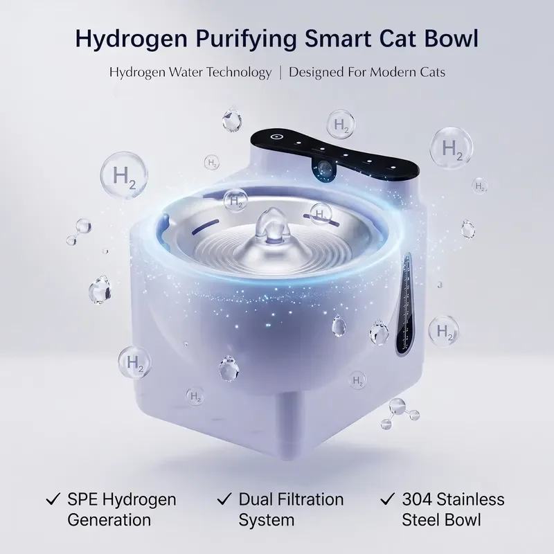 Smart Electric Pet Water Fountain Stainless Steel Automatic Cat Dog Drinking Bowl Hydrogen Rich Household Smart Feeder Device