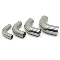 19mm-108mm SS304/SS316L Stainless Steel Seamless Welded 90 Degree Elbow Sanitary Grade Pipe Joint Polished Food Grade
