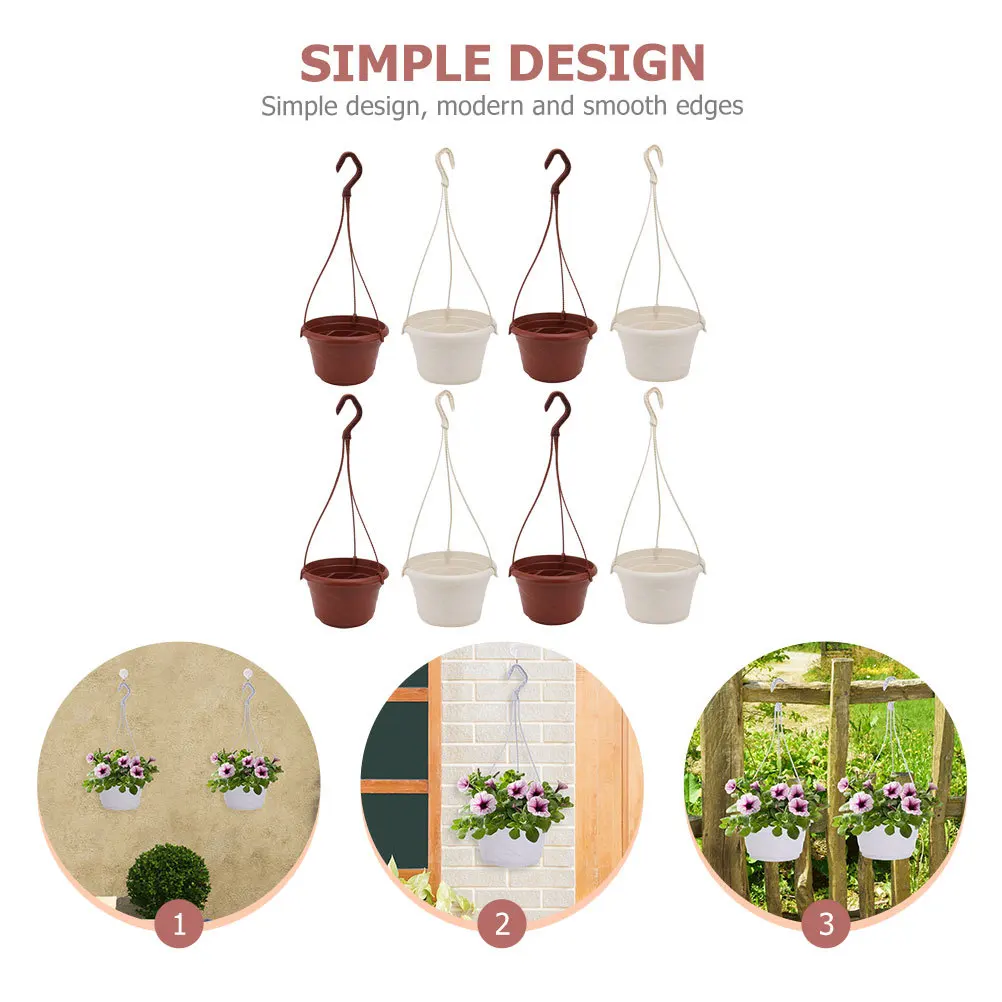 

8Sets Chlorophytum Hanging Flower Pots Plastic Balcony Suspended Flowerpots Garden Planters Plastic Plant Pot Decor Hanging
